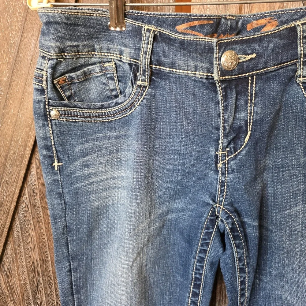 Seven7 Jeans Womens Size 28 Medium Wash Denim Low Rise Rhinestone Stretch Skinny